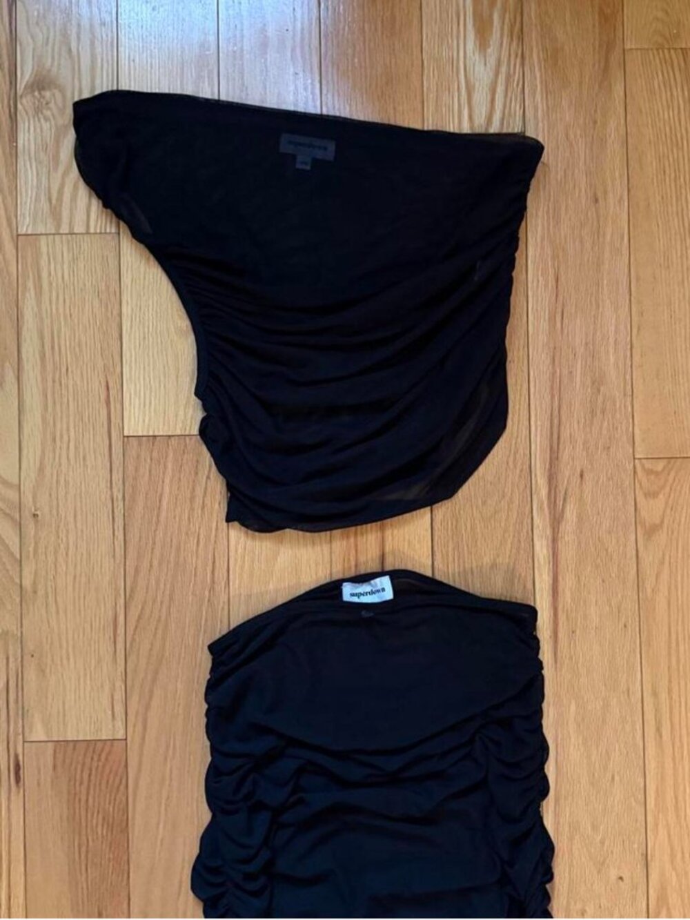 Superdown Naida Sheer Skirt Set Black Revolve Midi Dress One Shoulder Top 2 pc